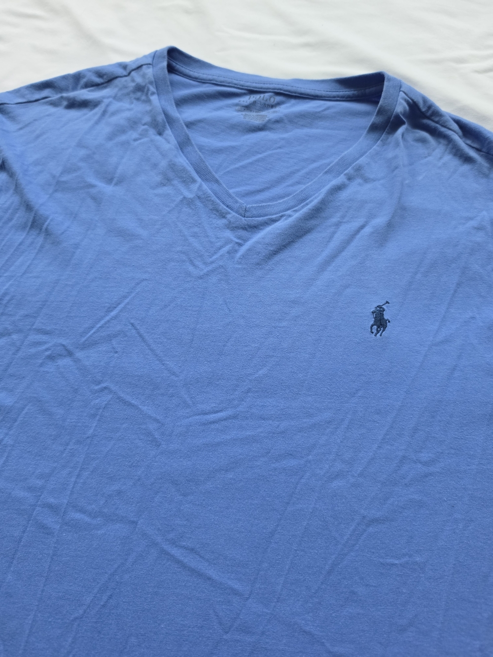 Polo Ralph Lauren V Neck T Shirt Mens XXL Blue Short Sleeve Pony Logo